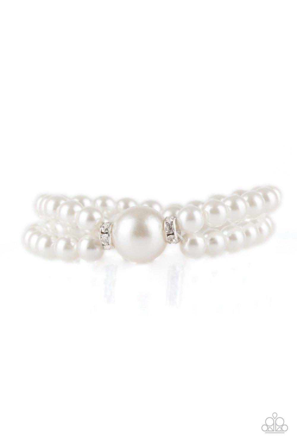 Romantic Redux White Bracelet - Paparazzi Accessories- on model - CarasShop.com - Paparazzi Jewelry by Cara Jewels