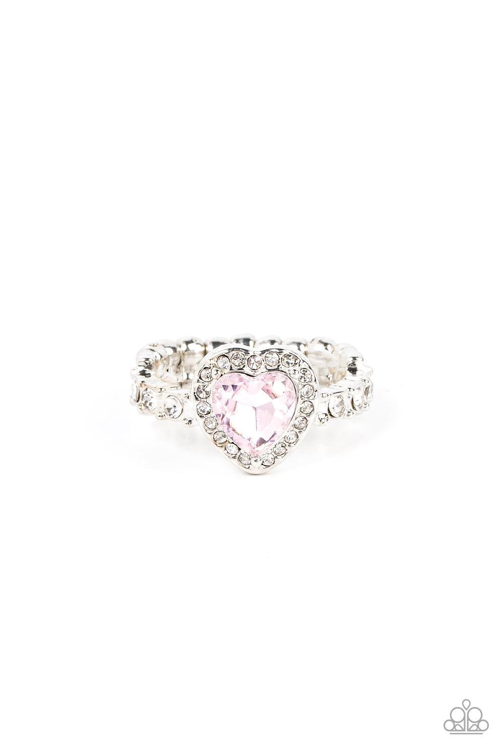 Romantic Reputation Pink Heart Ring - Paparazzi Accessories- lightbox - CarasShop.com - Paparazzi Jewelry by Cara Jewels