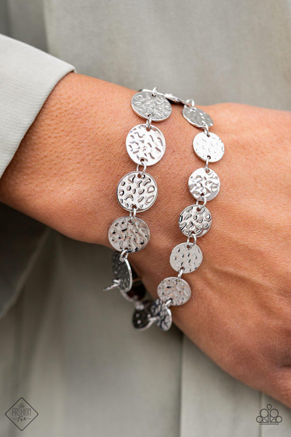 Rooted To The SPOTLIGHT Silver Bracelet - Paparazzi Accessories- on model - CarasShop.com - Paparazzi Jewelry by Cara Jewels