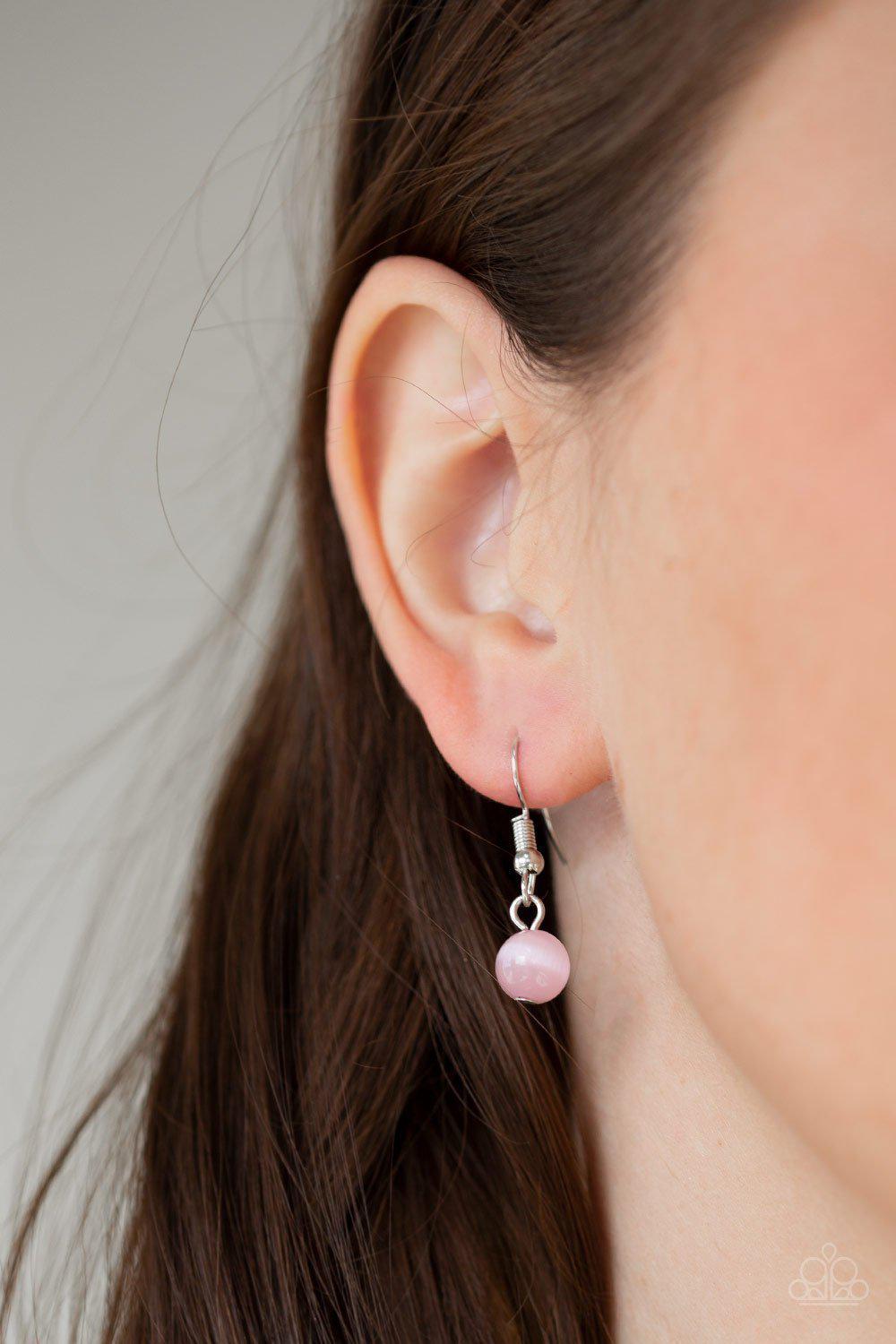 Rose Colored Glasses Pink Moonstone Necklace - Paparazzi Accessories- on model - CarasShop.com - Paparazzi Jewelry by Cara Jewels