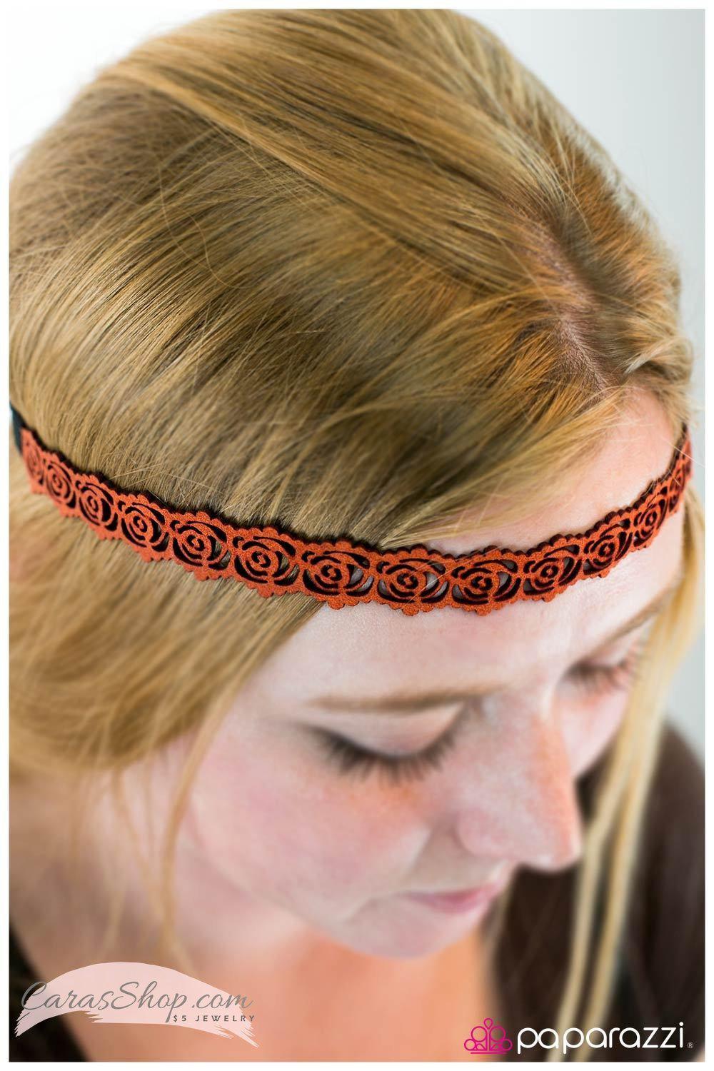 Rosy Cheeks - Burnt Orange Suede Hippie Headband - Paparazzi Accessories- lightbox - CarasShop.com - Paparazzi Jewelry by Cara Jewels
