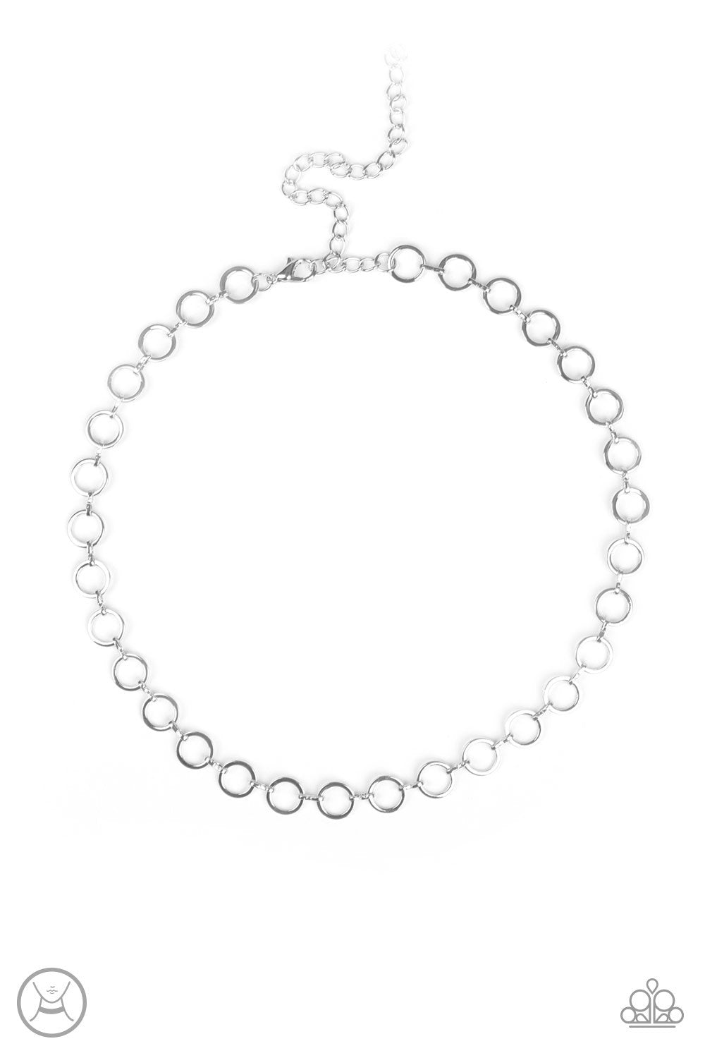 Roundabout Radiance Silver Choker Necklace - Paparazzi Accessories - free matching earrings -CarasShop.com - Paparazzi Jewelry by Cara Jewels