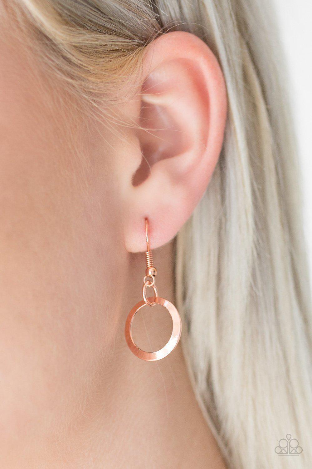 Royal Circus Shiny Copper Necklace - Paparazzi Accessories- on model - CarasShop.com - Paparazzi Jewelry by Cara Jewels