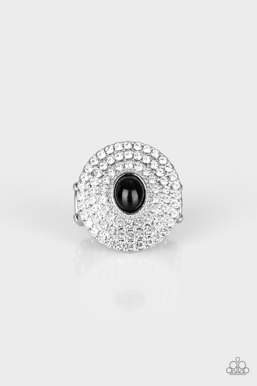 Royal Ranking Black and White Rhinestone Ring - Paparazzi Accessories- lightbox - CarasShop.com - Paparazzi Jewelry by Cara Jewels
