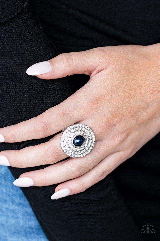 Royal Ranking Blue Ring - Paparazzi Accessories- on model - CarasShop.com - Paparazzi Jewelry by Cara Jewels