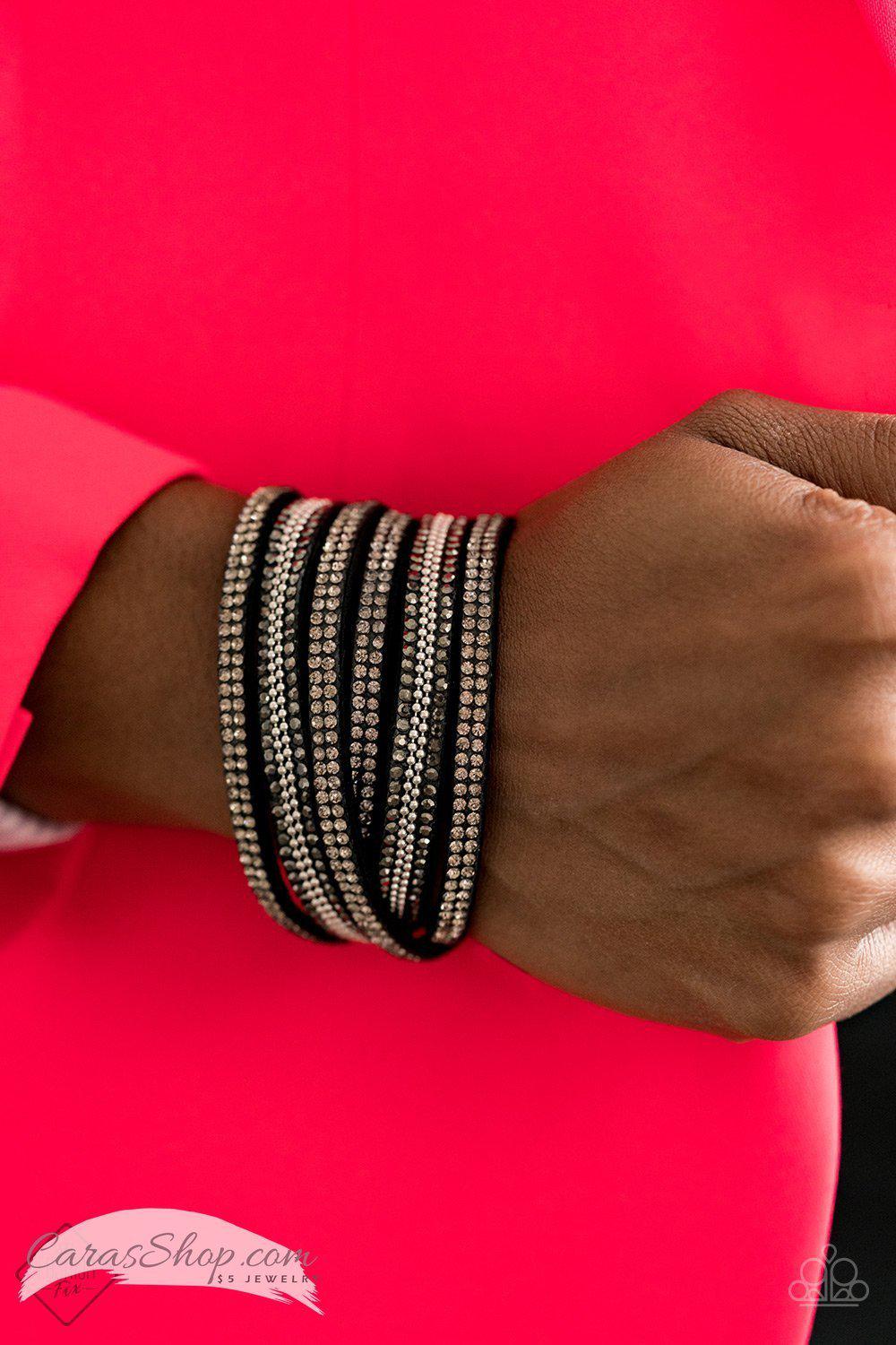 Royal Razzle Black Double Wrap Snap Bracelet - Paparazzi Accessories- lightbox - CarasShop.com - Paparazzi Jewelry by Cara Jewels