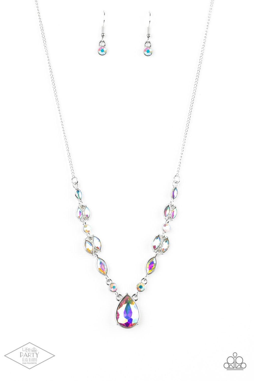 Royal Rendezvous Multi Iridescent Teardrop Rhinestone Necklace - Paparazzi Accessories- lightbox - CarasShop.com - Paparazzi Jewelry by Cara Jewels