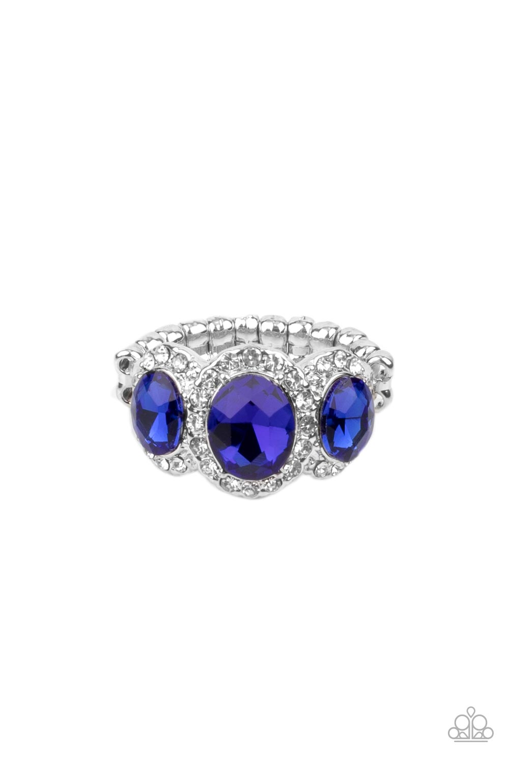 Royal Residence Blue Rhinestone Ring - Paparazzi Accessories- lightbox - CarasShop.com - Paparazzi Jewelry by Cara Jewels