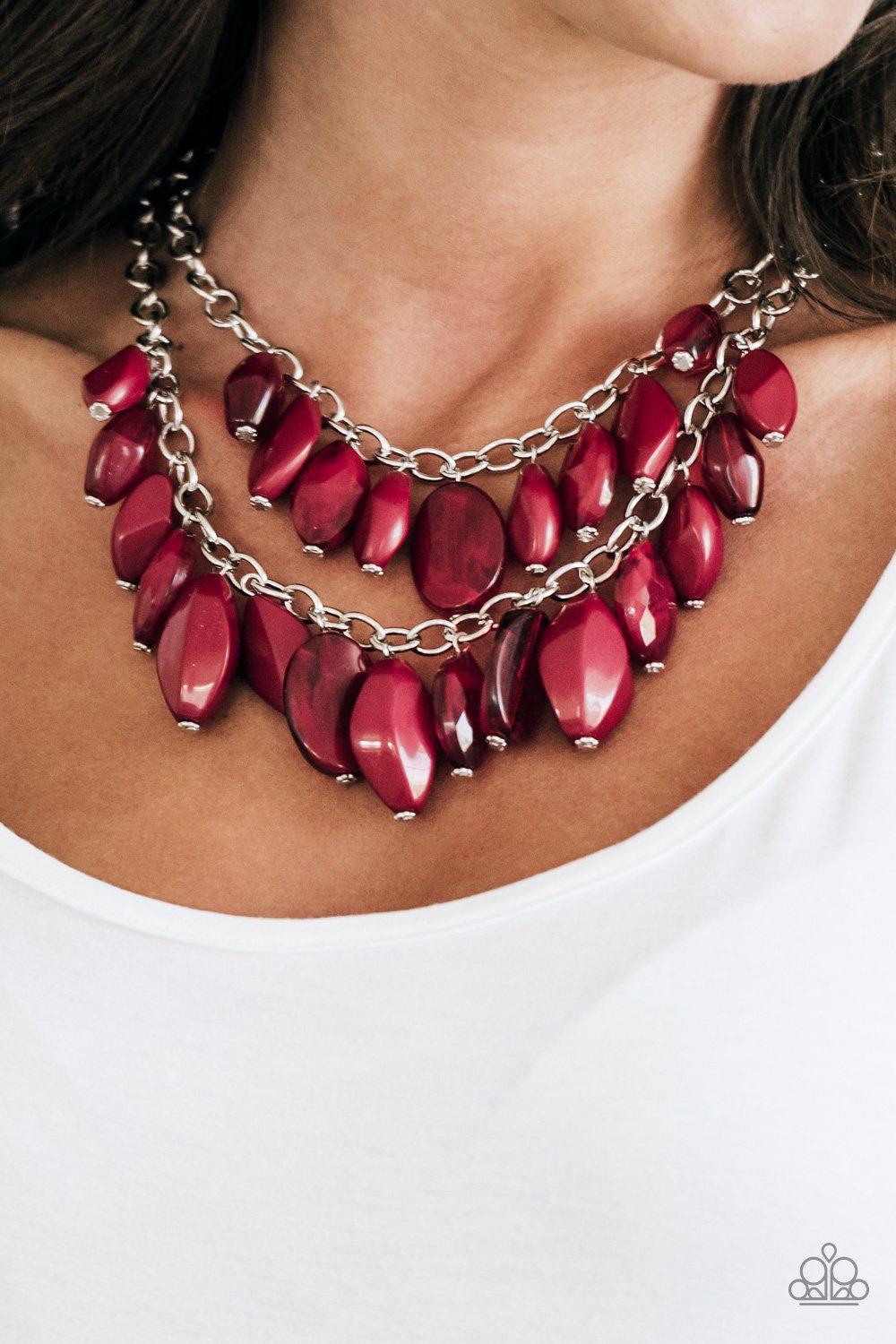 Royal Retreat Red Chunky Bead Necklace - Paparazzi Accessories- lightbox - CarasShop.com - Paparazzi Jewelry by Cara Jewels