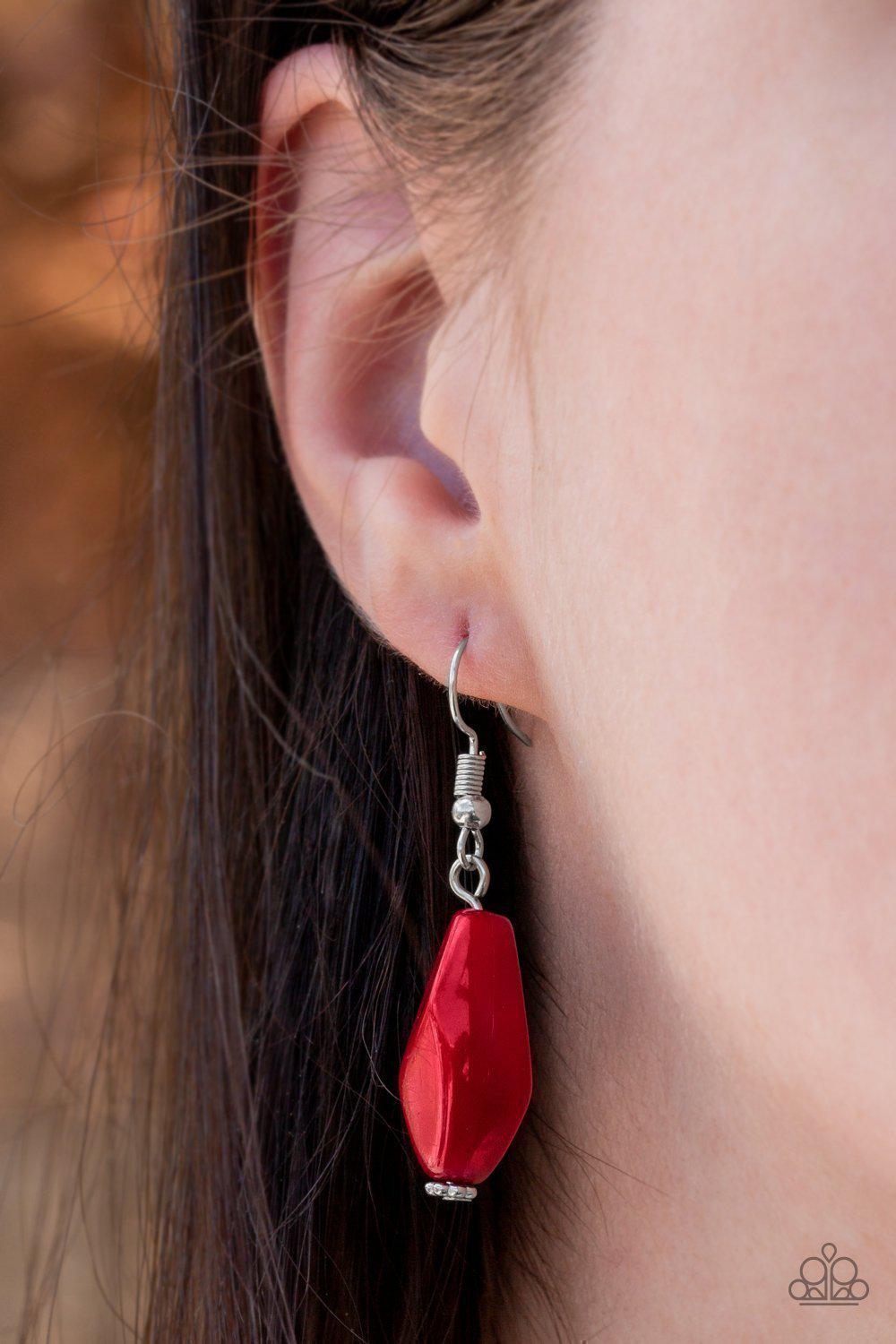 Royal Retreat Red Chunky Bead Necklace - Paparazzi Accessories- on model - CarasShop.com - Paparazzi Jewelry by Cara Jewels