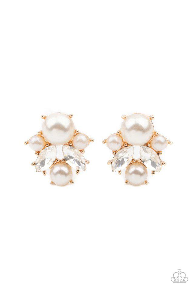 Royal Reverie Gold Earrings - Paparazzi Accessories- lightbox - CarasShop.com - Paparazzi Jewelry by Cara Jewels