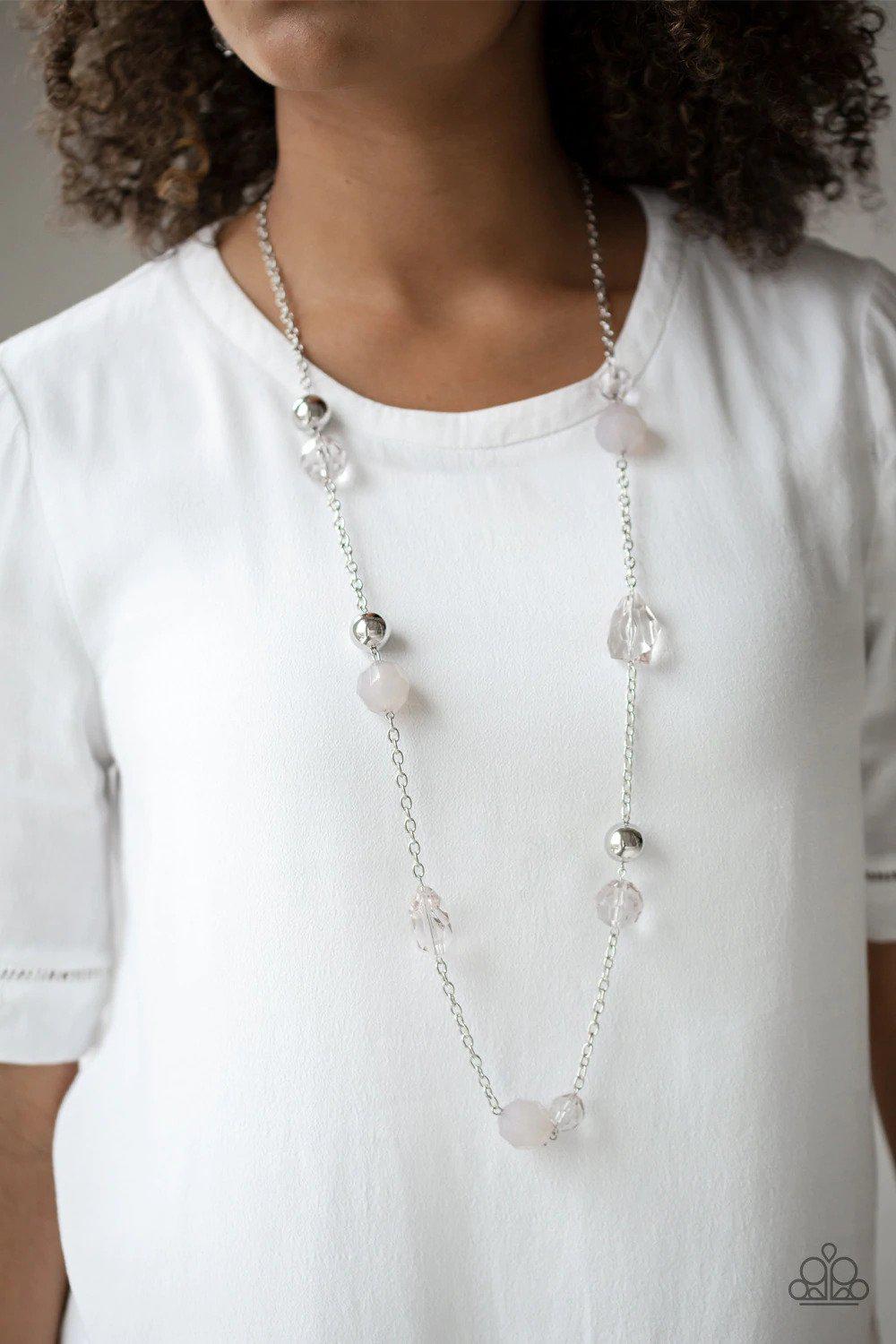 Royal Roller Silver Necklace - Paparazzi Accessories- on model - CarasShop.com - Paparazzi Jewelry by Cara Jewels