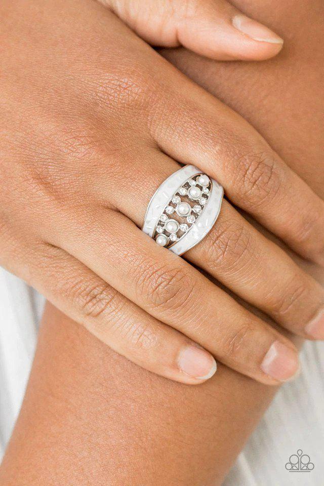 Royal Treasury White Ring - Paparazzi Accessories- lightbox - CarasShop.com - Paparazzi Jewelry by Cara Jewels