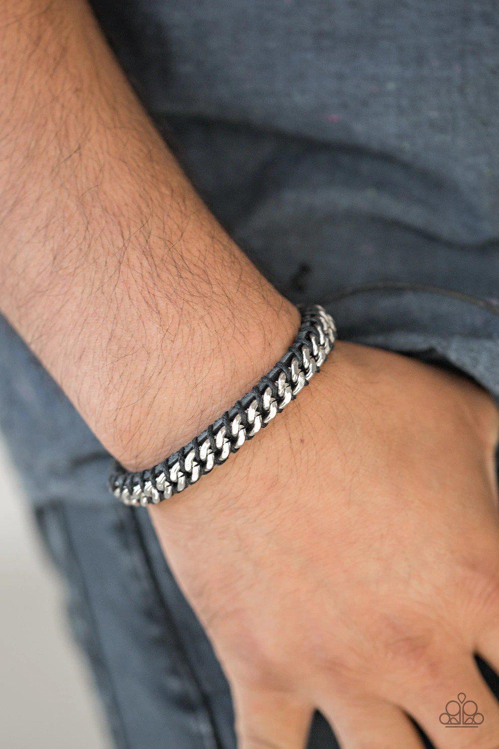 Rugged Ranger Black Urban Bracelet - Paparazzi Accessories- on model - CarasShop.com - Paparazzi Jewelry by Cara Jewels