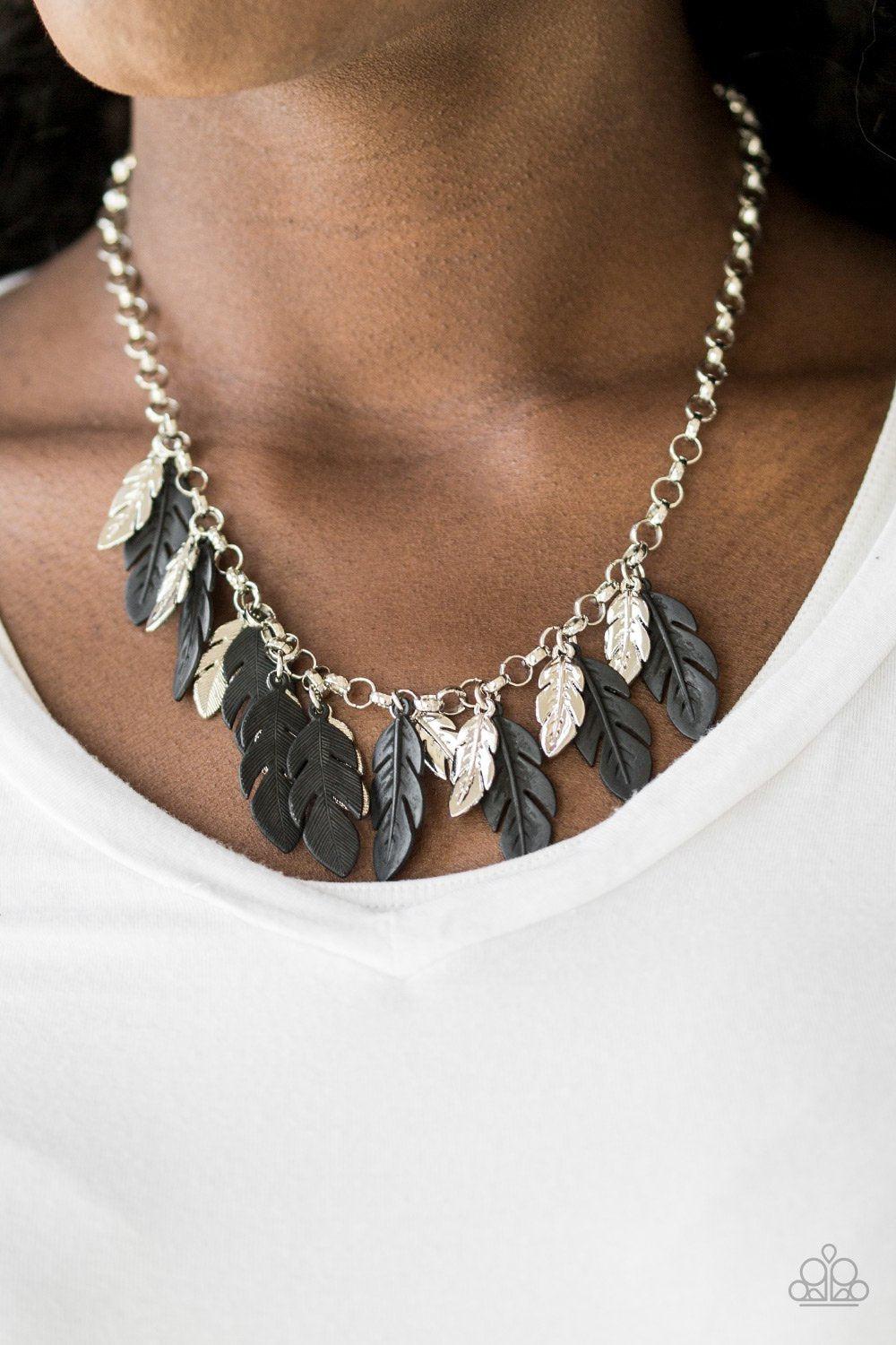 Rule The Roost Black Feather Necklace - Paparazzi Accessories- lightbox - CarasShop.com - Paparazzi Jewelry by Cara Jewels