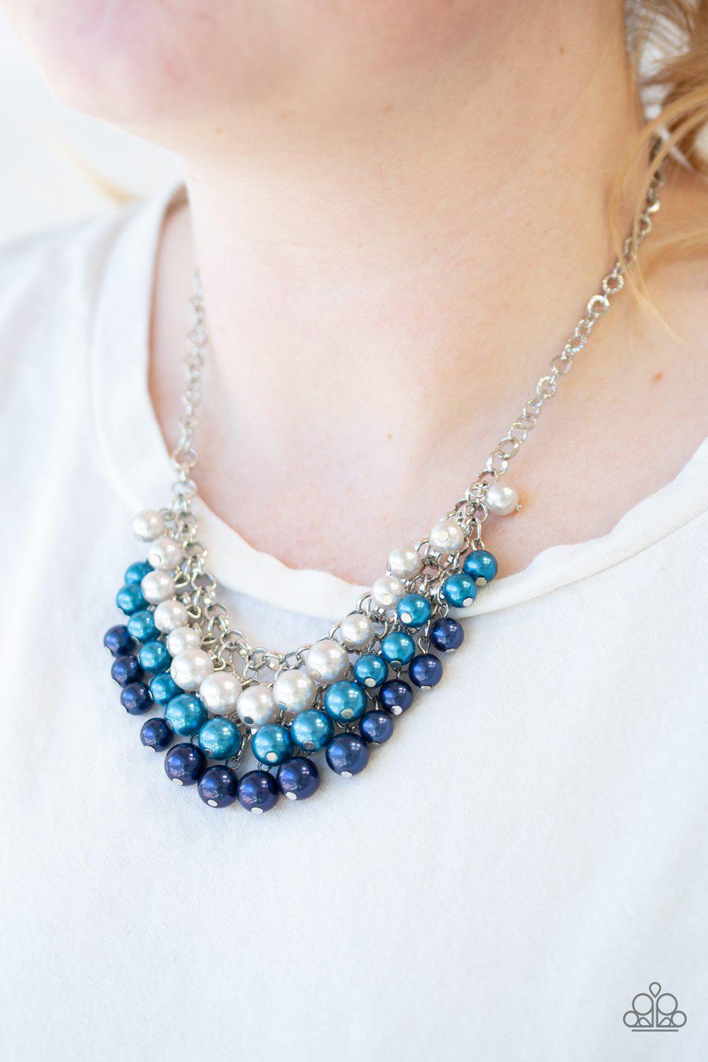Run For The HEELS! Multicolor Blue Pearl Necklace - Paparazzi Accessories- lightbox - CarasShop.com - Paparazzi Jewelry by Cara Jewels