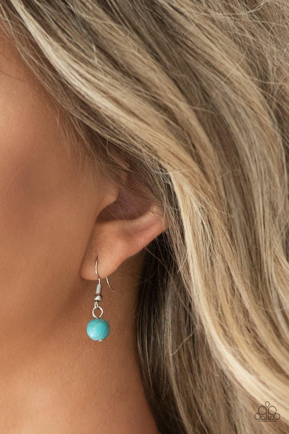 Run Out Of RODEO Turquoise Blue Stone Necklace - Paparazzi Accessories - free matching earrings -CarasShop.com - Paparazzi Jewelry by Cara Jewels