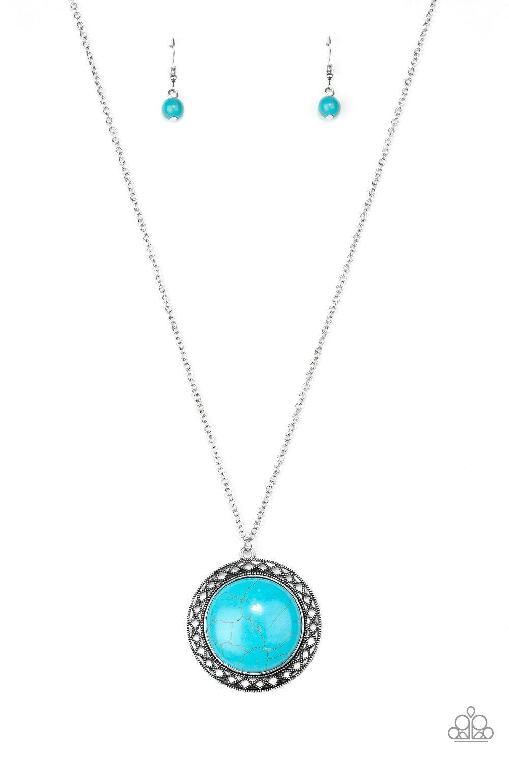 Run Out Of RODEO Turquoise Blue Stone Necklace - Paparazzi Accessories- lightbox - CarasShop.com - Paparazzi Jewelry by Cara Jewels