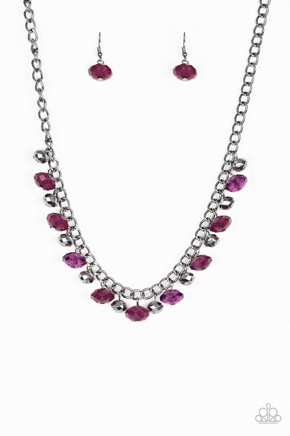 Runway Rebel Purple and Gunmetal Necklace - Paparazzi Accessories- lightbox - CarasShop.com - Paparazzi Jewelry by Cara Jewels