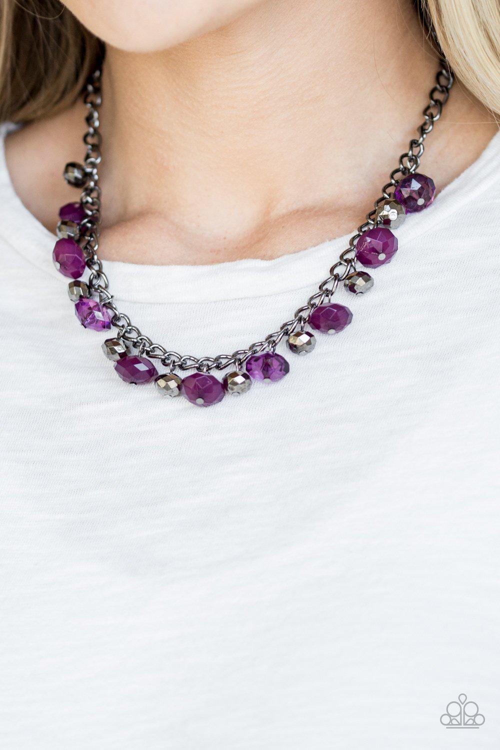 Runway Rebel Purple and Gunmetal Necklace - Paparazzi Accessories- lightbox - CarasShop.com - Paparazzi Jewelry by Cara Jewels