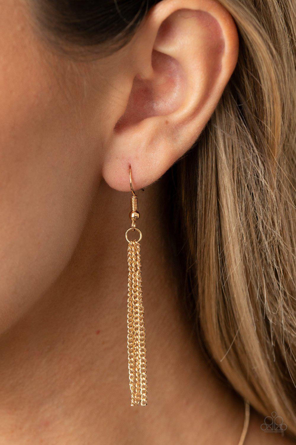 Runway Rival Yellow Rhinestone and Gold Necklace - Paparazzi Accessories - free matching earrings -CarasShop.com - Paparazzi Jewelry by Cara Jewels