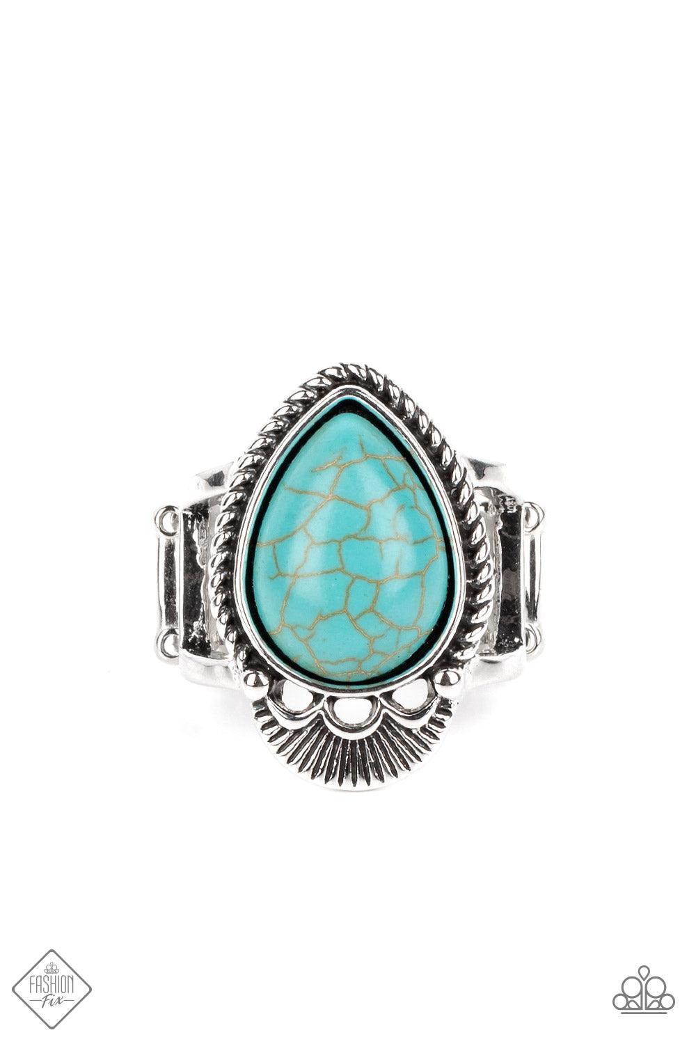 Rural Rapids Turquoise Blue Stone Ring - Paparazzi Accessories- lightbox - CarasShop.com - Paparazzi Jewelry by Cara Jewels
