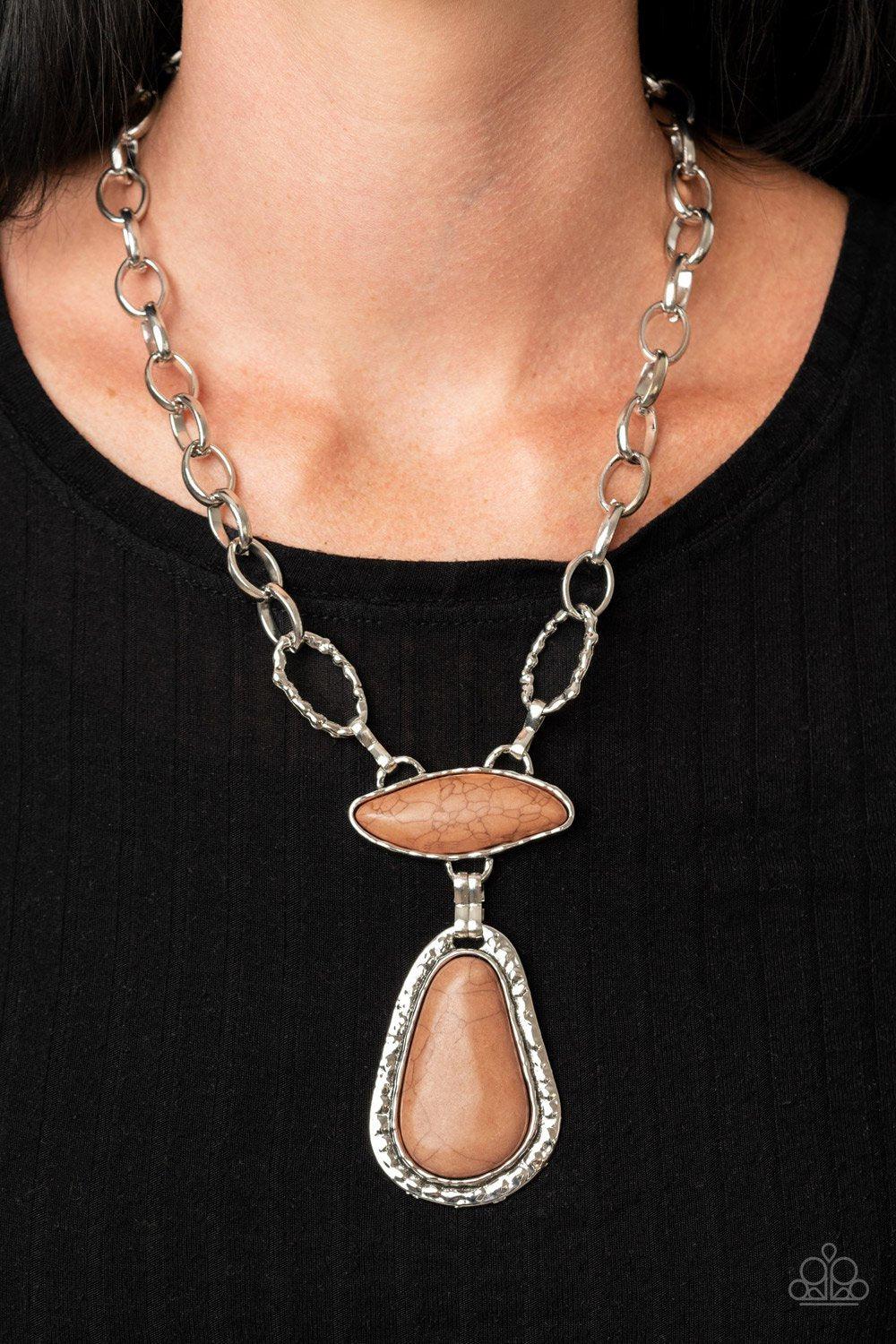 Rural Rapture Brown Stone Necklace - Paparazzi Accessories- lightbox - CarasShop.com - Paparazzi Jewelry by Cara Jewels