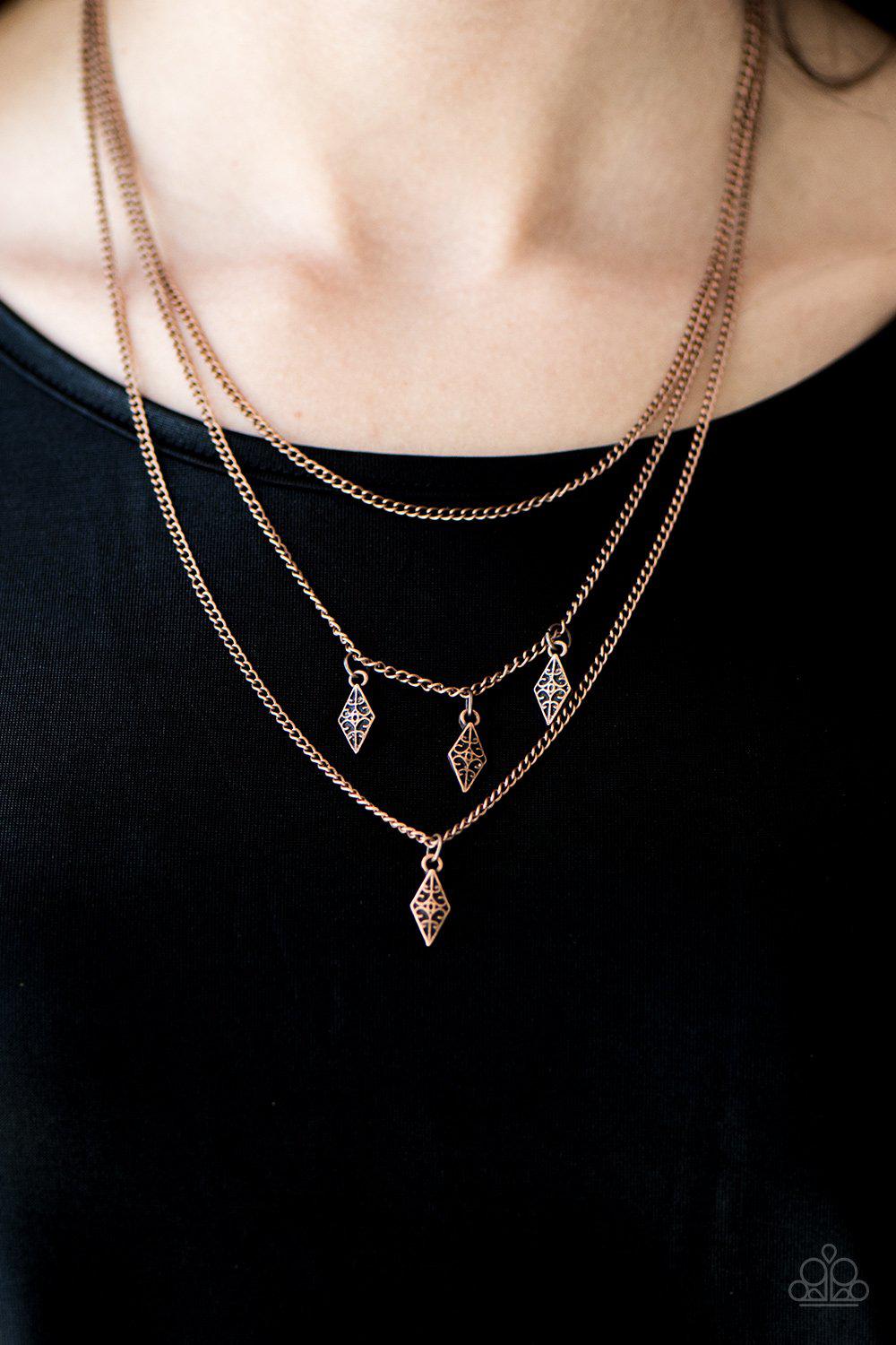 Rural Rarity Copper Necklace - Paparazzi Accessories- lightbox - CarasShop.com - Paparazzi Jewelry by Cara Jewels
