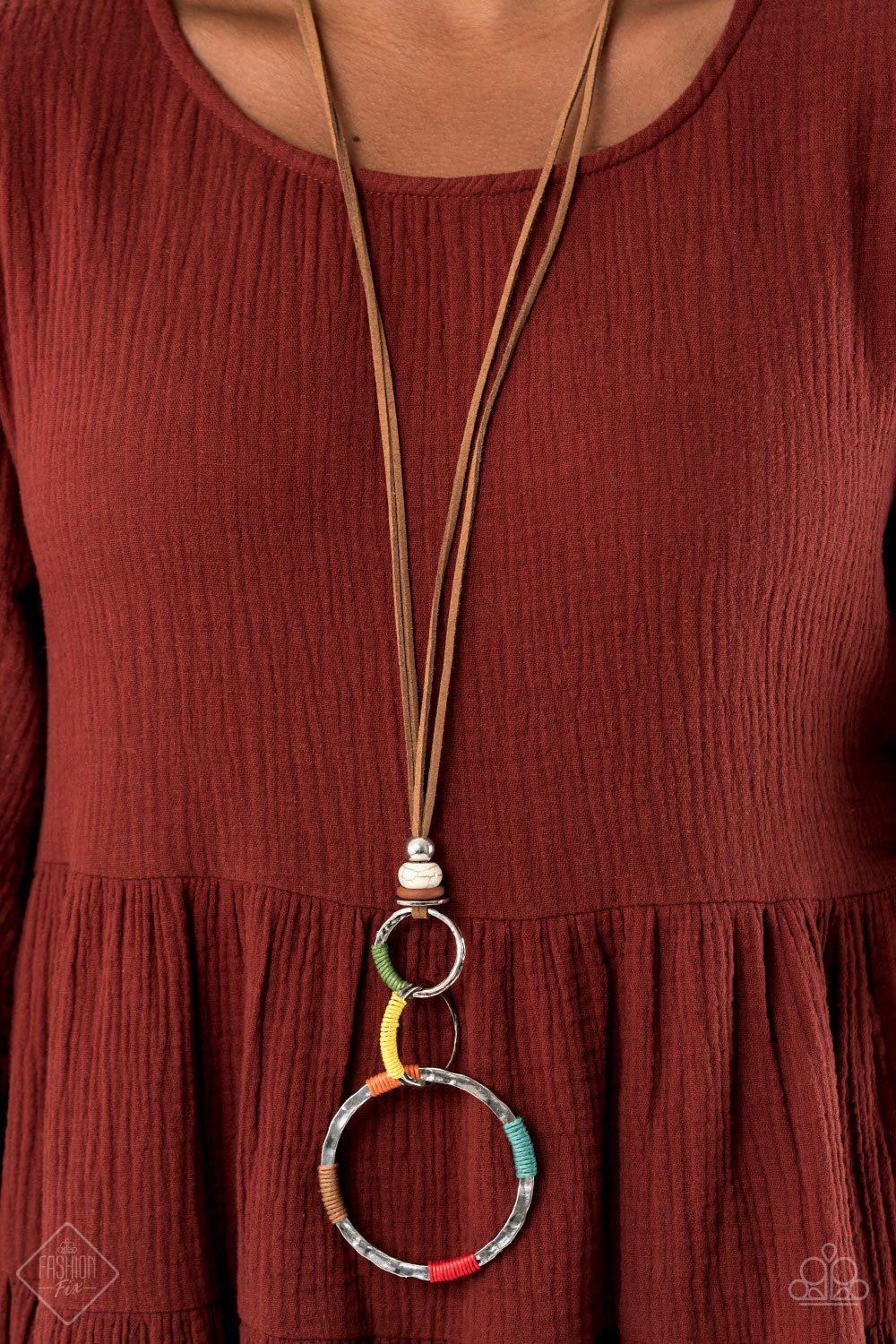 Rural Renovation Multi and Brown Suede Necklace - Paparazzi Accessories- lightbox - CarasShop.com - Paparazzi Jewelry by Cara Jewels