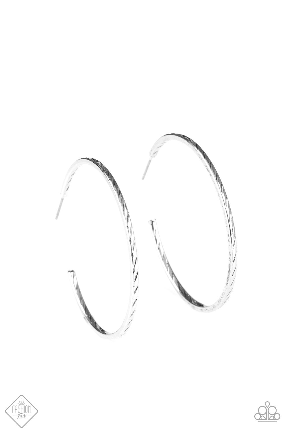 Rural Reserve Silver Hoop Earrings - Paparazzi Accessories- lightbox - CarasShop.com - Paparazzi Jewelry by Cara Jewels