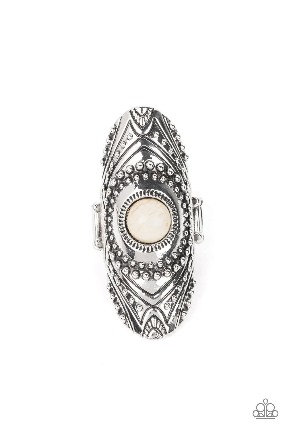 Rural Residence White Stone Ring - Paparazzi Accessories- lightbox - CarasShop.com - Paparazzi Jewelry by Cara Jewels