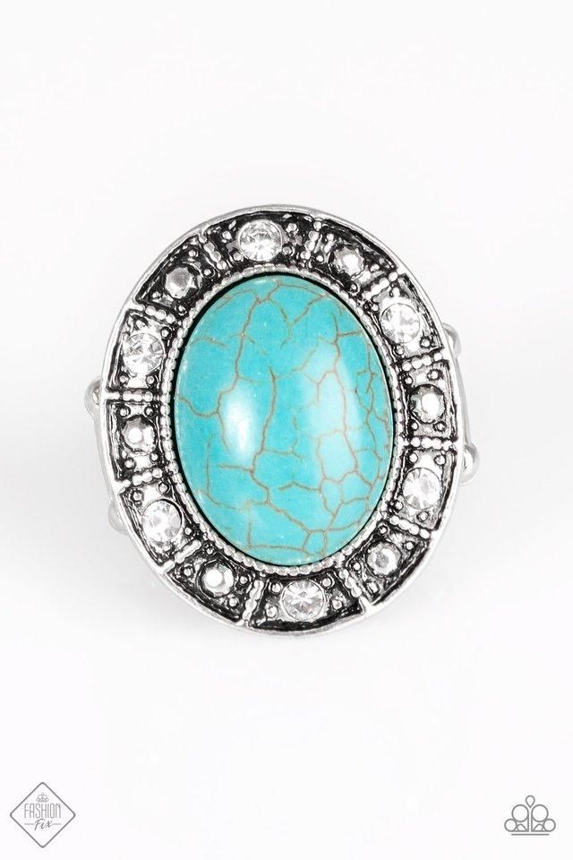 Rural Rivalry Turquoise Blue Stone Ring - Paparazzi Accessories- on model - CarasShop.com - Paparazzi Jewelry by Cara Jewels