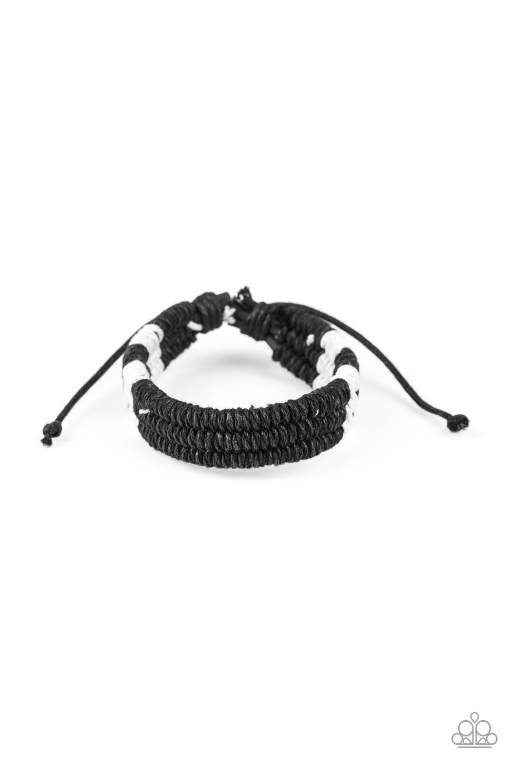 Rural Rogue Black and White Urban Knot Bracelet - Paparazzi Accessories- lightbox - CarasShop.com - Paparazzi Jewelry by Cara Jewels