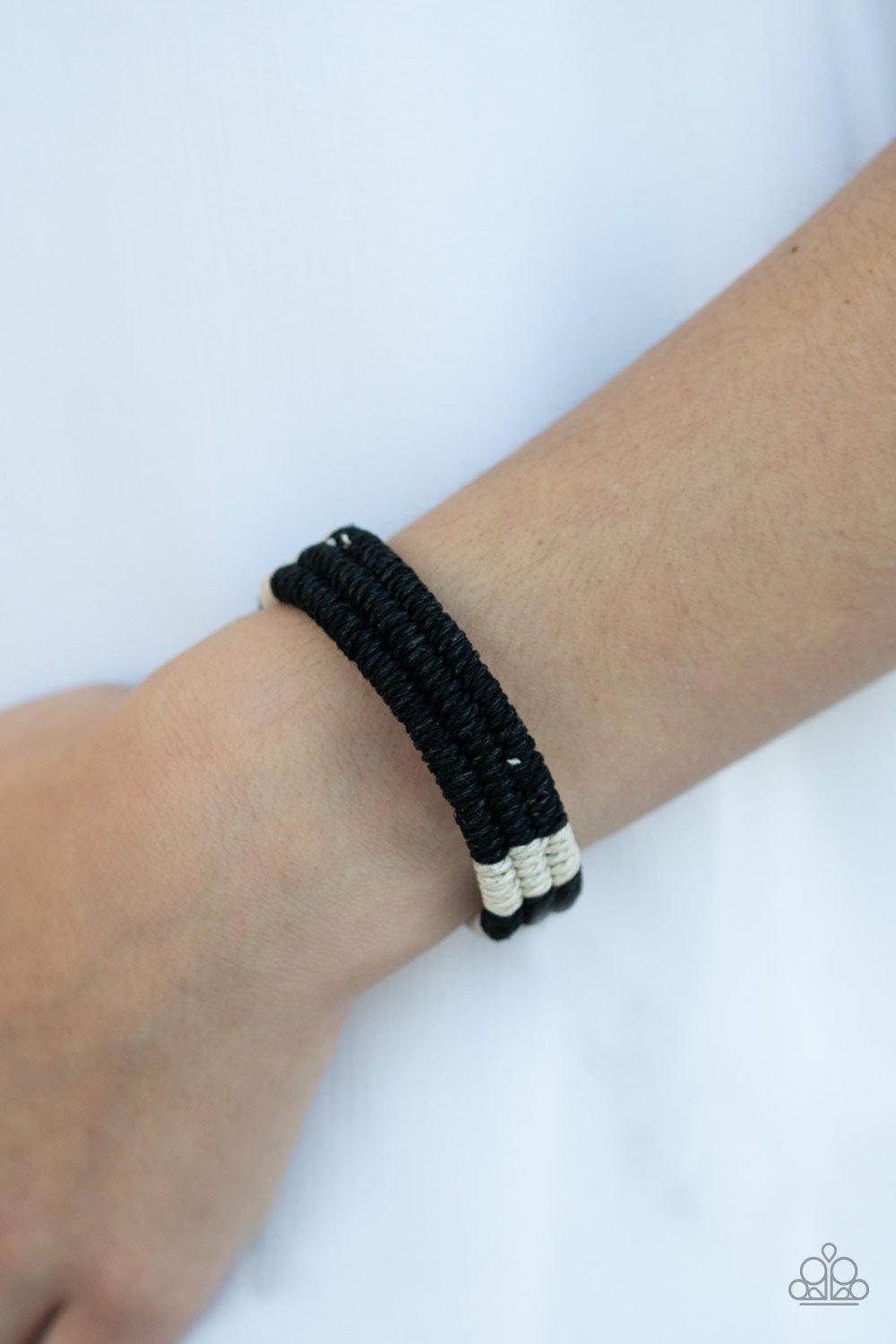 Rural Rogue Black and White Urban Knot Bracelet - Paparazzi Accessories- lightbox - CarasShop.com - Paparazzi Jewelry by Cara Jewels