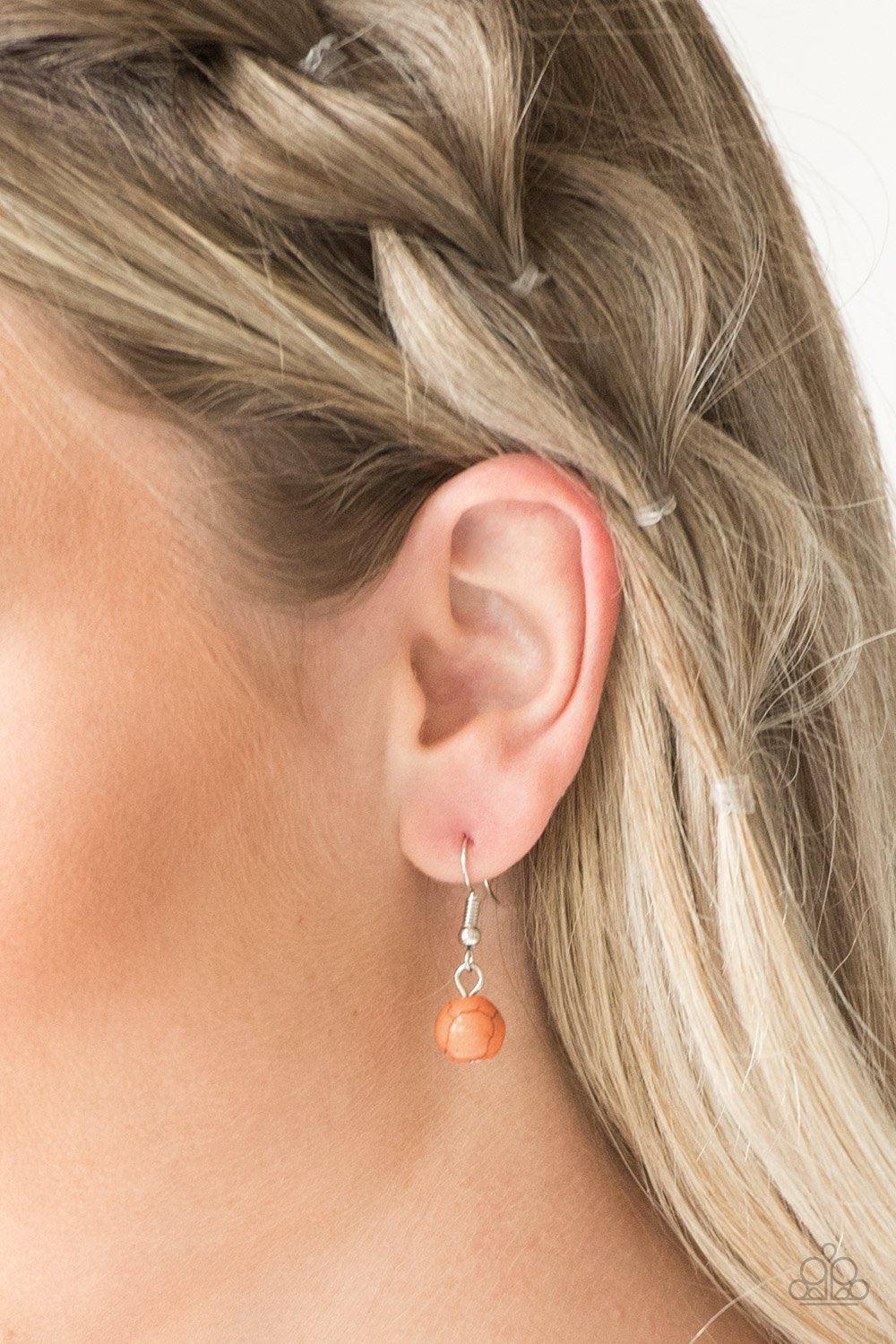 Rural Rustler Orange Stone Necklace - Paparazzi Accessories - free matching earrings -CarasShop.com - Paparazzi Jewelry by Cara Jewels