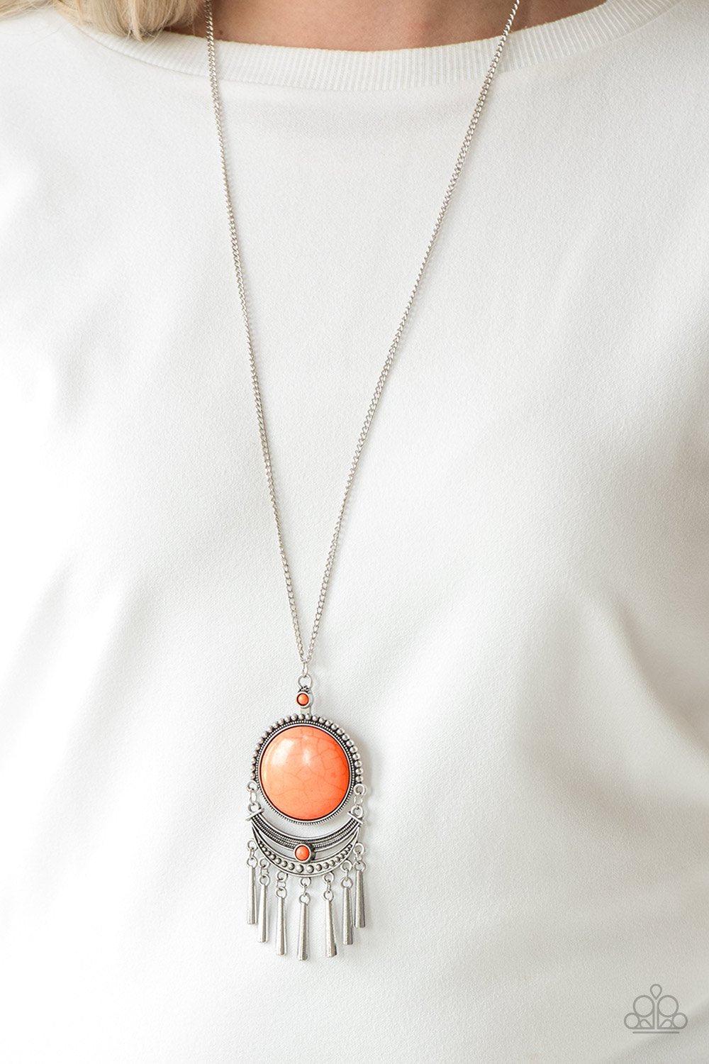 Rural Rustler Orange Stone Necklace - Paparazzi Accessories- lightbox - CarasShop.com - Paparazzi Jewelry by Cara Jewels