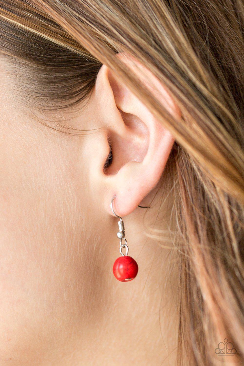 Rural Rustler Red Stone Necklace - Paparazzi Accessories - free matching earrings -CarasShop.com - Paparazzi Jewelry by Cara Jewels