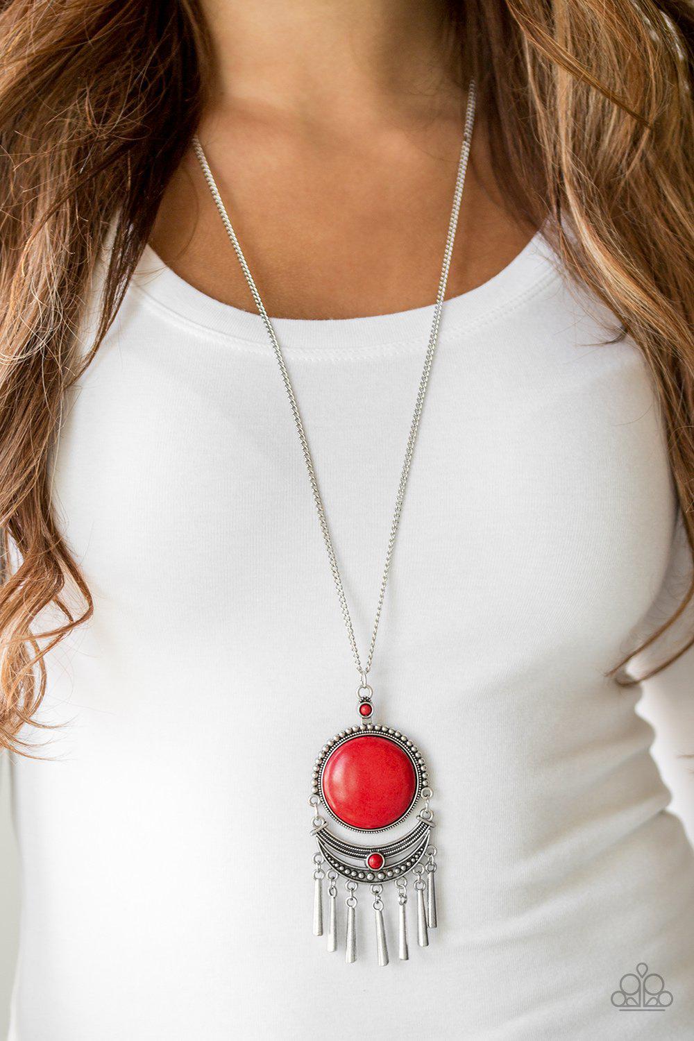 Rural Rustler Red Stone Necklace - Paparazzi Accessories- lightbox - CarasShop.com - Paparazzi Jewelry by Cara Jewels