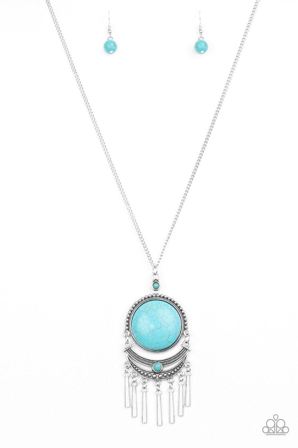 Rural Rustler Turquoise Blue Stone Necklace - Paparazzi Accessories- lightbox - CarasShop.com - Paparazzi Jewelry by Cara Jewels