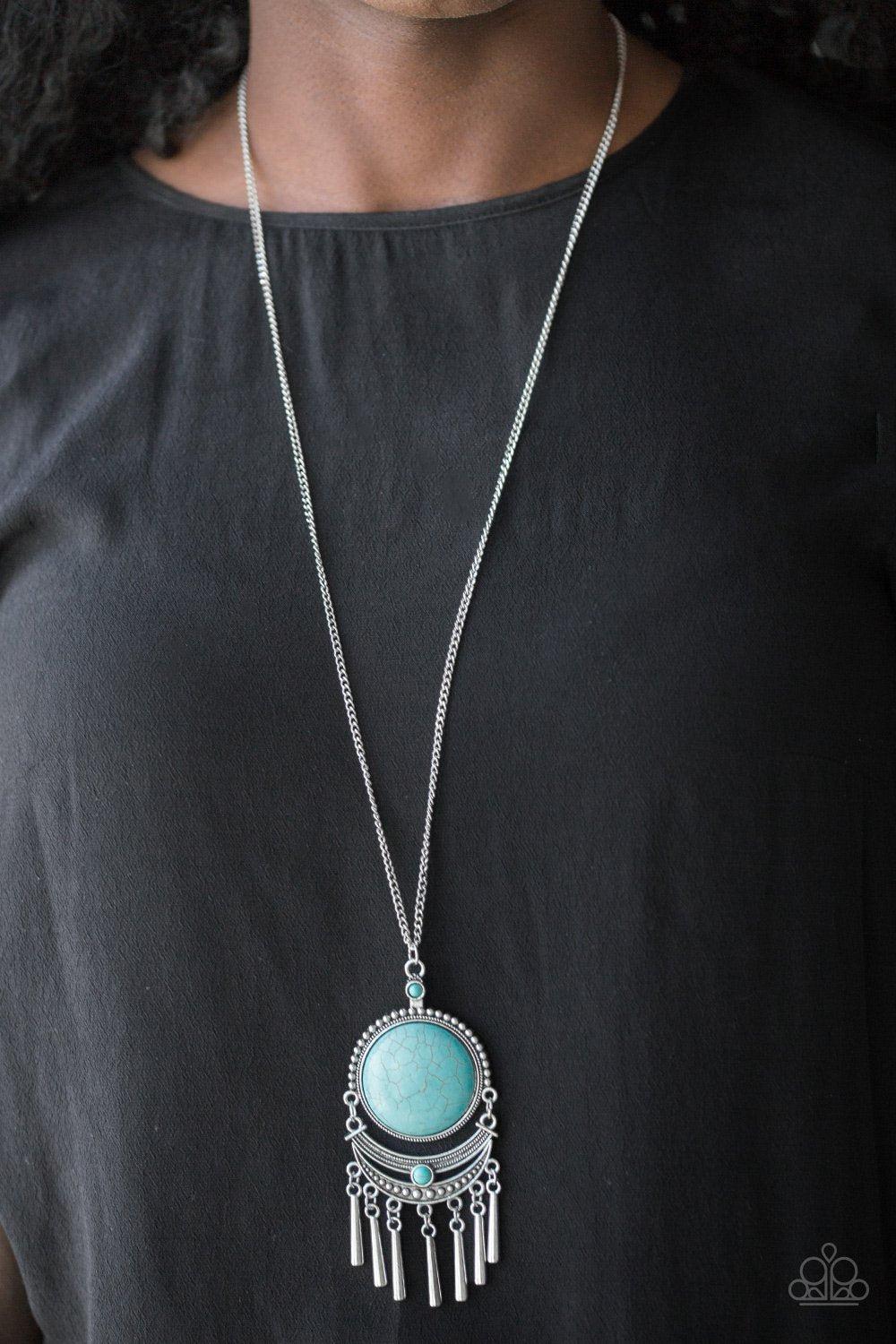 Rural Rustler Turquoise Blue Stone Necklace - Paparazzi Accessories- lightbox - CarasShop.com - Paparazzi Jewelry by Cara Jewels