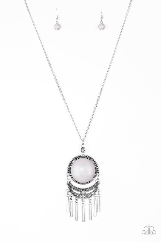 Rural Rustler White Stone Necklace - Paparazzi Accessories- lightbox - CarasShop.com - Paparazzi Jewelry by Cara Jewels