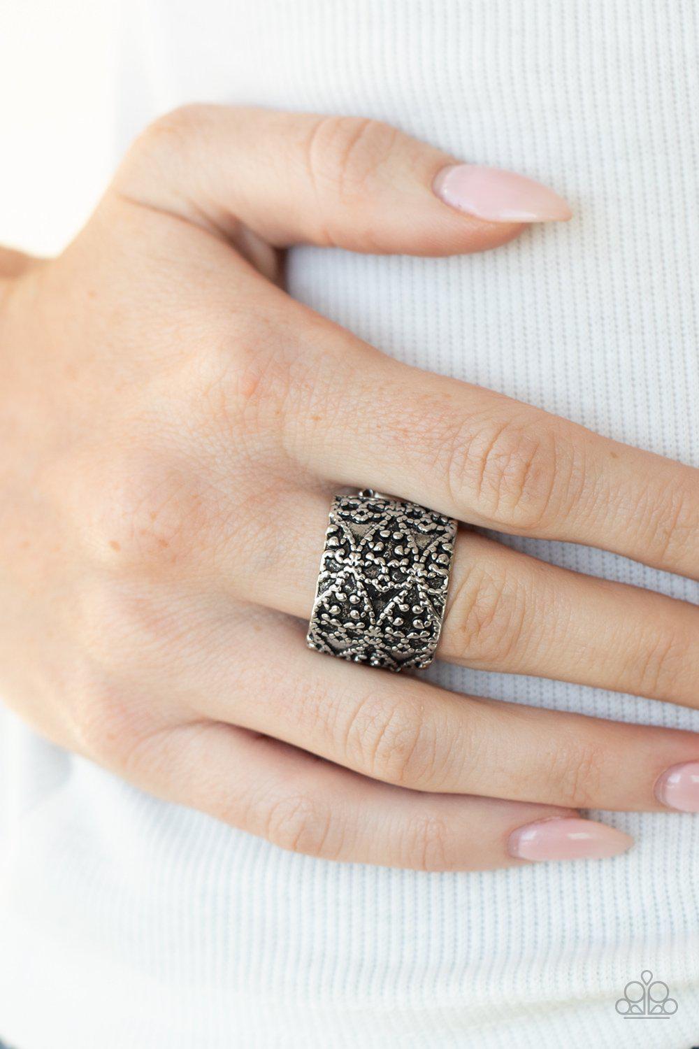 Rustic Regalia Silver Ring - Paparazzi Accessories- lightbox - CarasShop.com - Paparazzi Jewelry by Cara Jewels