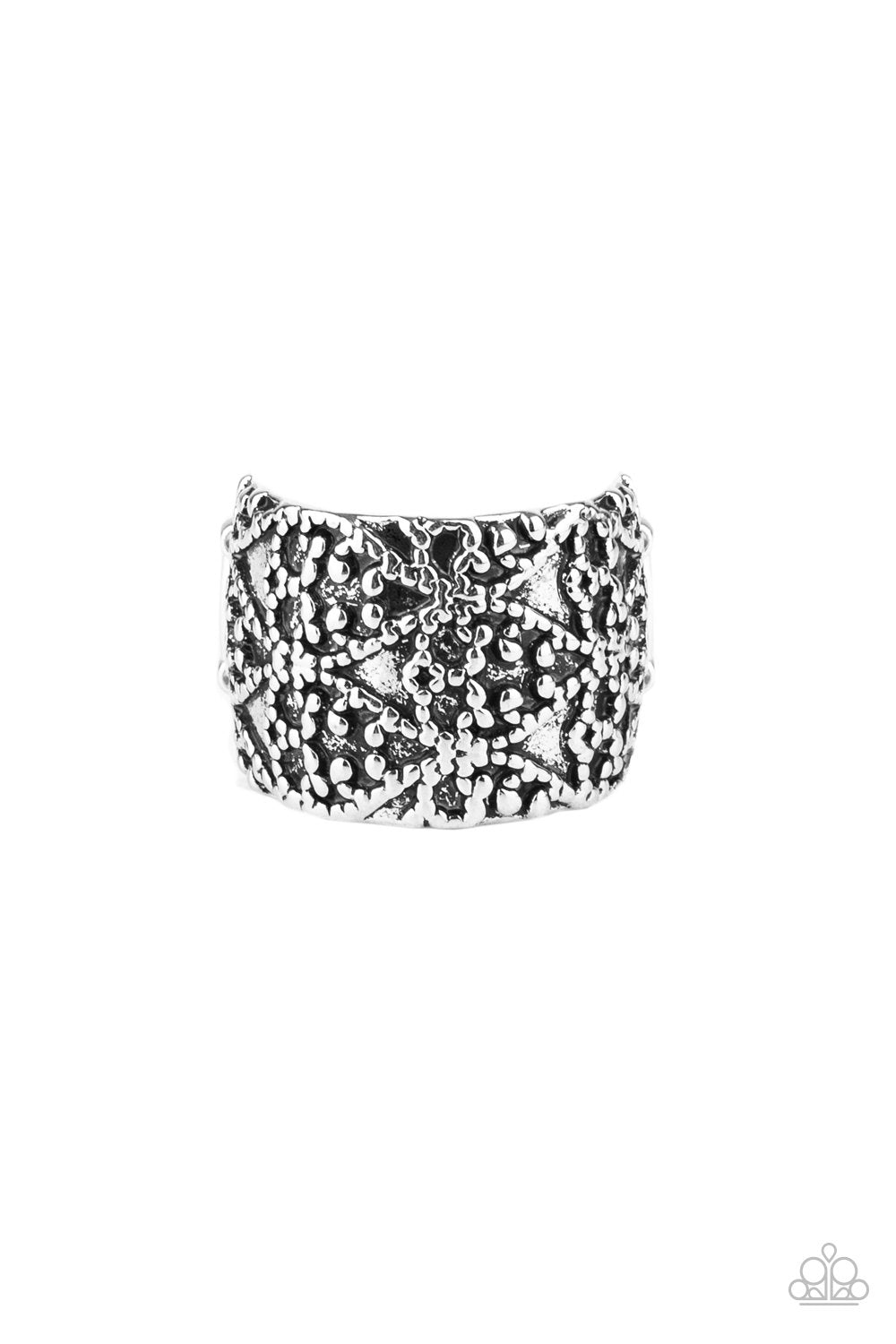 Rustic Regalia Silver Ring - Paparazzi Accessories- on model - CarasShop.com - Paparazzi Jewelry by Cara Jewels