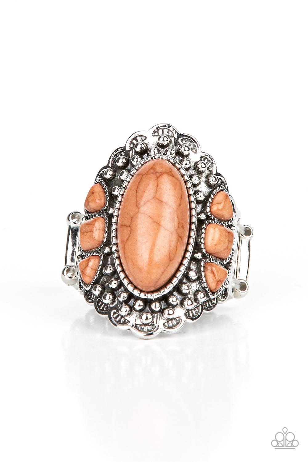 Rustler Road Brown Stone Ring - Paparazzi Accessories- lightbox - CarasShop.com - Paparazzi Jewelry by Cara Jewels