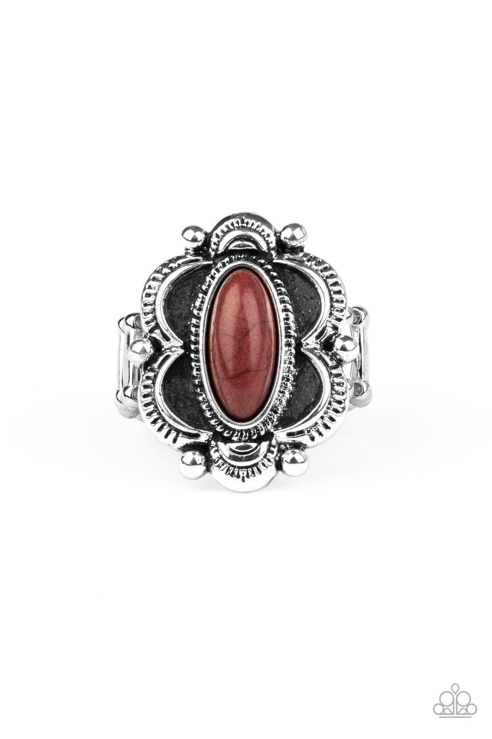 Sage Garden Brown Stone Ring - Paparazzi Accessories- lightbox - CarasShop.com - Paparazzi Jewelry by Cara Jewels