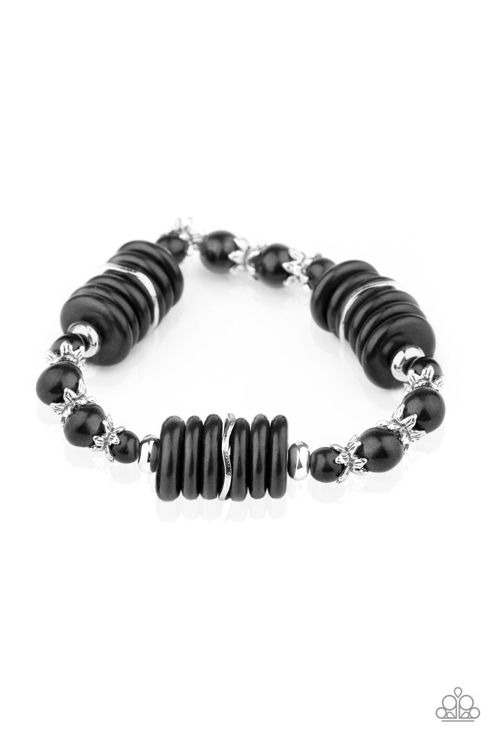 Sagebrush Serenade Black Stone Stretch Bracelet - Paparazzi Accessories- lightbox - CarasShop.com - Paparazzi Jewelry by Cara Jewels