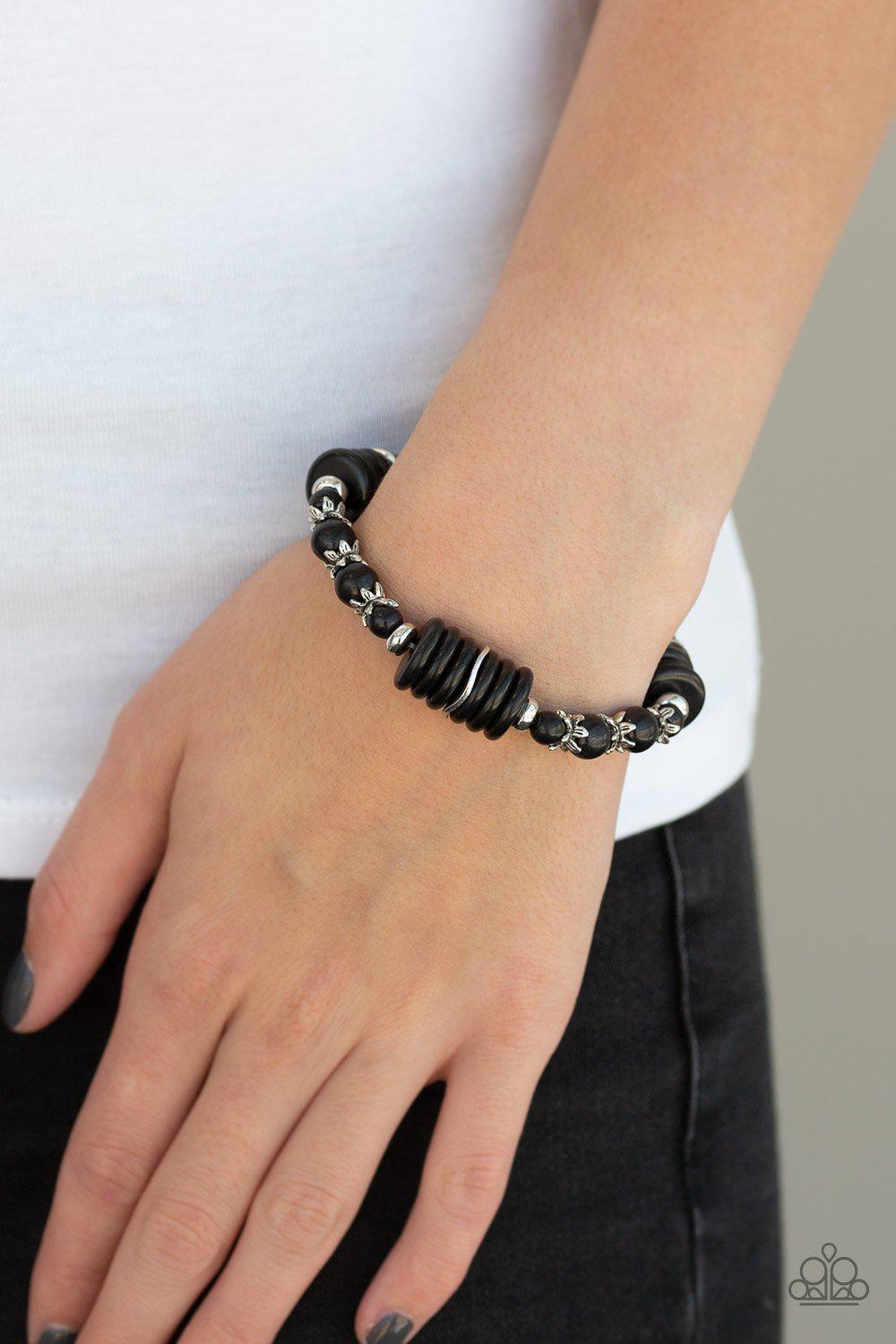 Sagebrush Serenade Black Stone Stretch Bracelet - Paparazzi Accessories- lightbox - CarasShop.com - Paparazzi Jewelry by Cara Jewels
