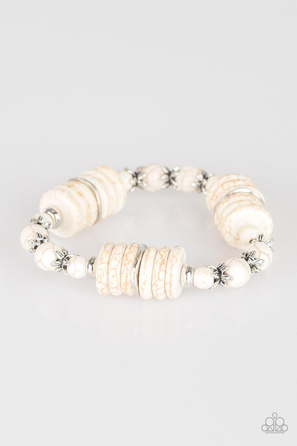 Sagebrush Serenade White Stone Bracelet - Paparazzi Accessories- lightbox - CarasShop.com - Paparazzi Jewelry by Cara Jewels
