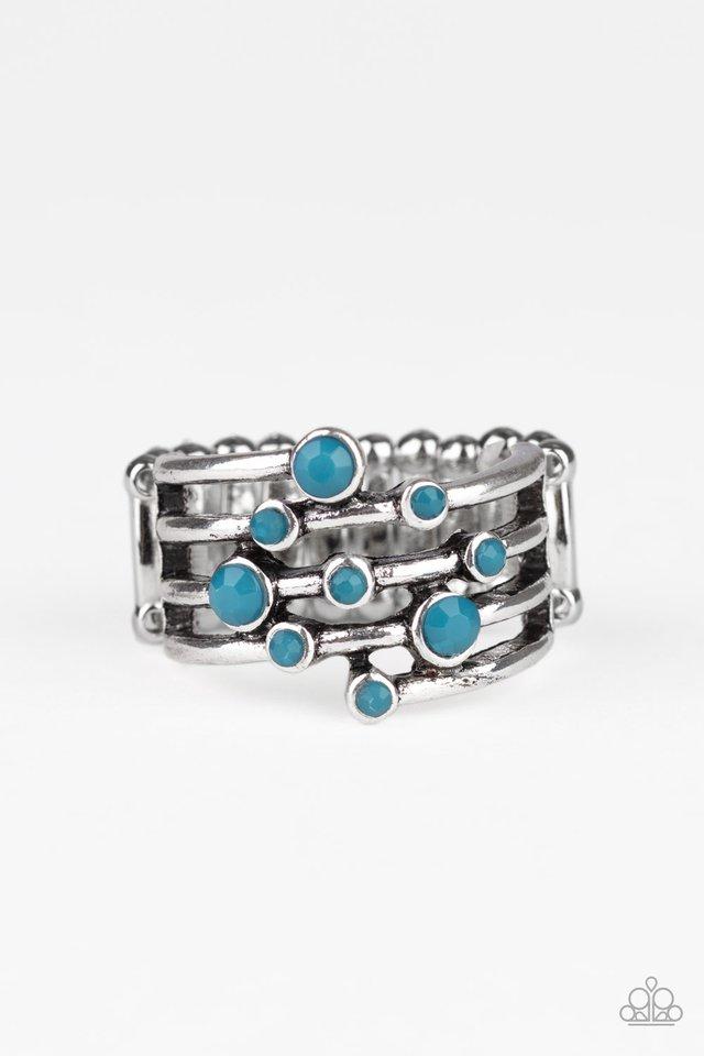 Saguaro Skies Blue and Silver Ring - Paparazzi Accessories- lightbox - CarasShop.com - Paparazzi Jewelry by Cara Jewels