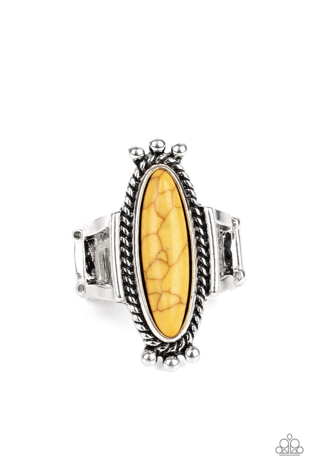 Sahara Escape Yellow Stone Ring - Paparazzi Accessories- lightbox - CarasShop.com - Paparazzi Jewelry by Cara Jewels